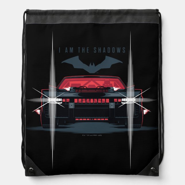The Batman Batmobile - I Am The Shadows Drawstring Bag (Front)