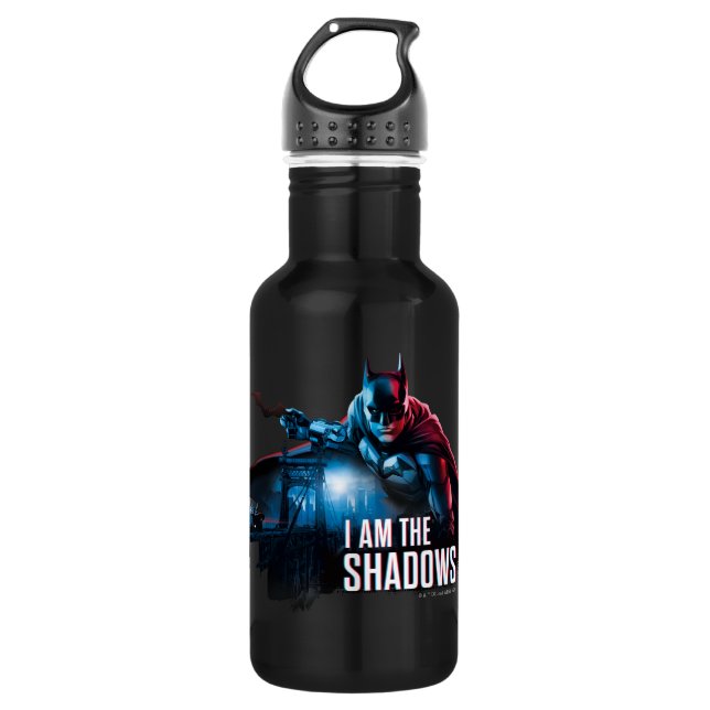 The Batman Character Graphic - I Am The Shadows Stainless Steel Water Bottle (Front)