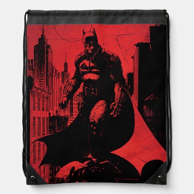The Batman Comic Book Illustration Drawstring Bag (Front)