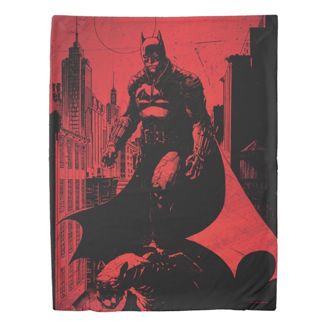 The Batman Comic Book Illustration Duvet Cover (Front)