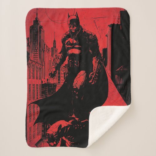 The Batman Comic Book Illustration Sherpa Blanket