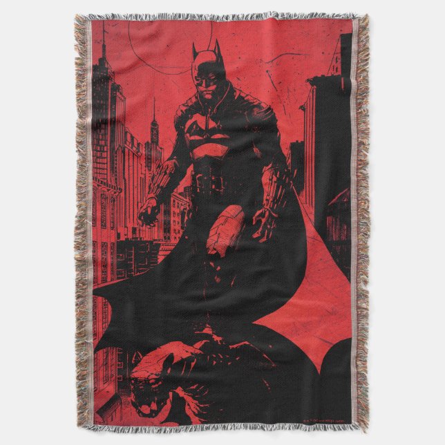 The Batman Comic Book Illustration Throw Blanket (Front Vertical)
