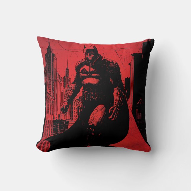 The Batman Comic Book Illustration Throw Pillow (Front)