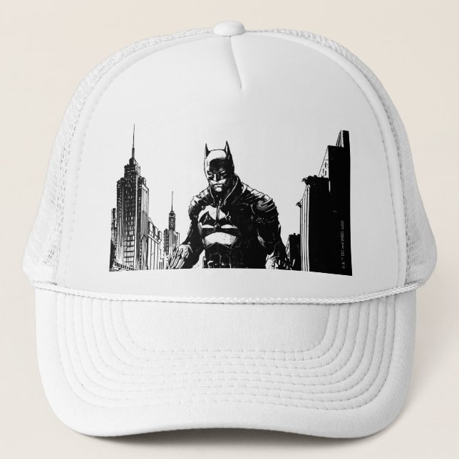 The Batman Comic Book Illustration Trucker Hat (Front)