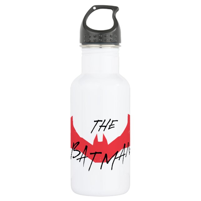 The Batman Handwritten Bat Logo Stainless Steel Water Bottle (Front)