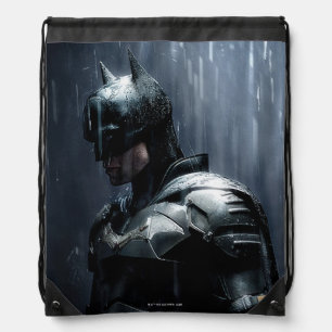 The Batman in the Rain Drawstring Bag