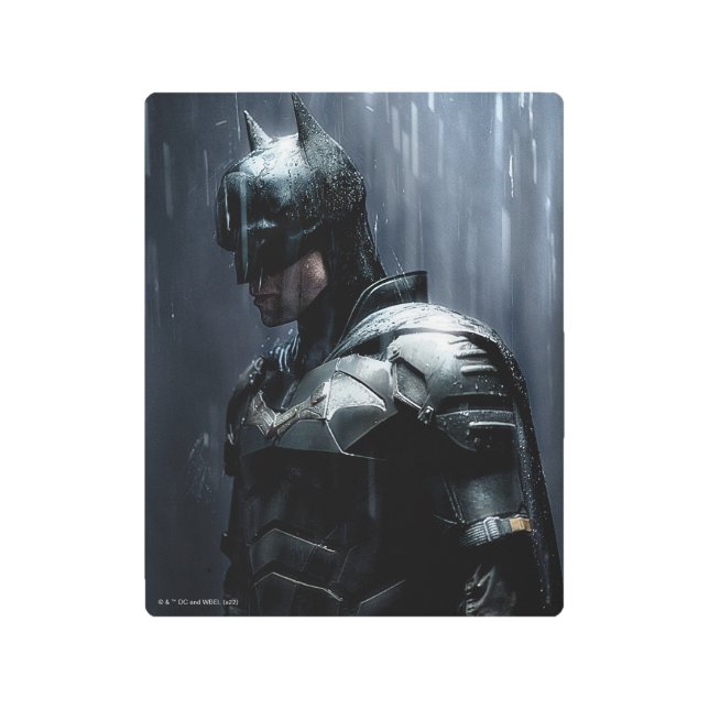 The Batman in the Rain Metal Print (Front)