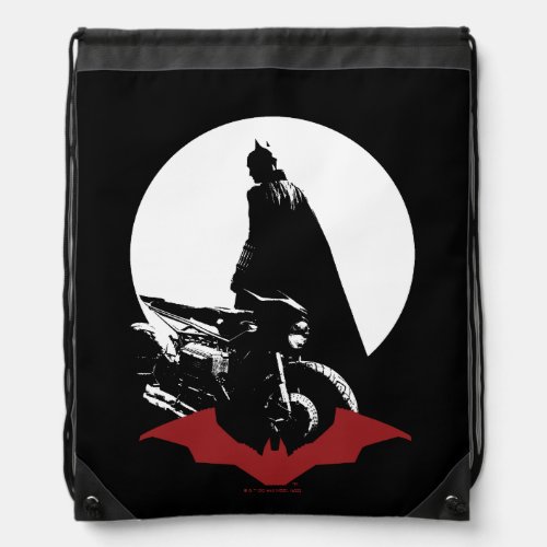 The Batman Motorcycle Silhouette Drawstring Bag