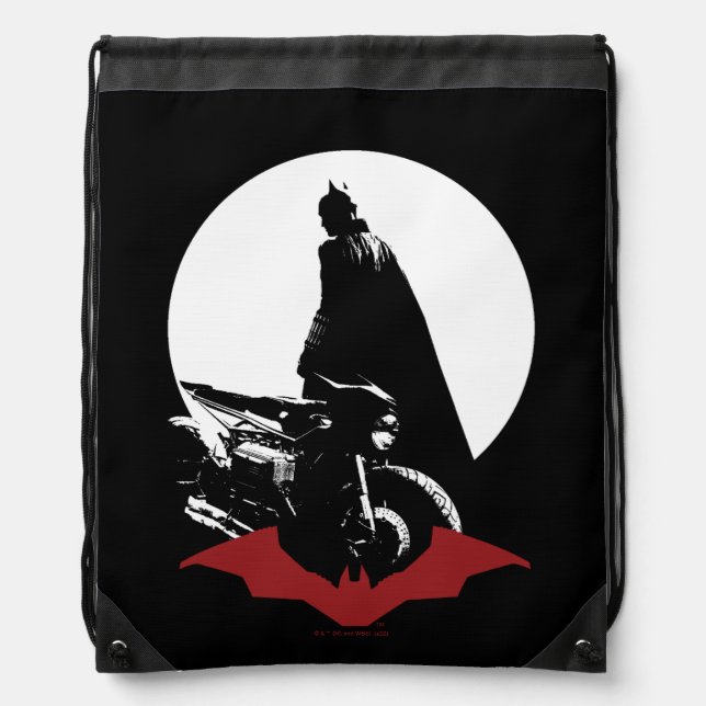 The Batman Motorcycle Silhouette Drawstring Bag (Front)