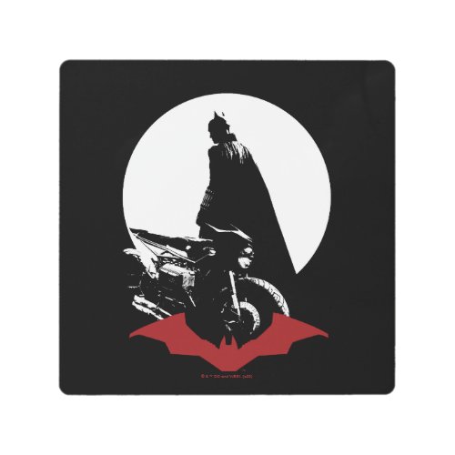 The Batman Motorcycle Silhouette Metal Print