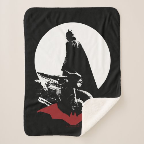 The Batman Motorcycle Silhouette Sherpa Blanket