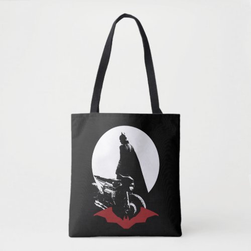 The Batman Motorcycle Silhouette Tote Bag