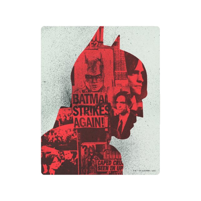 The Batman Newspaper Silhouette Metal Print (Front)