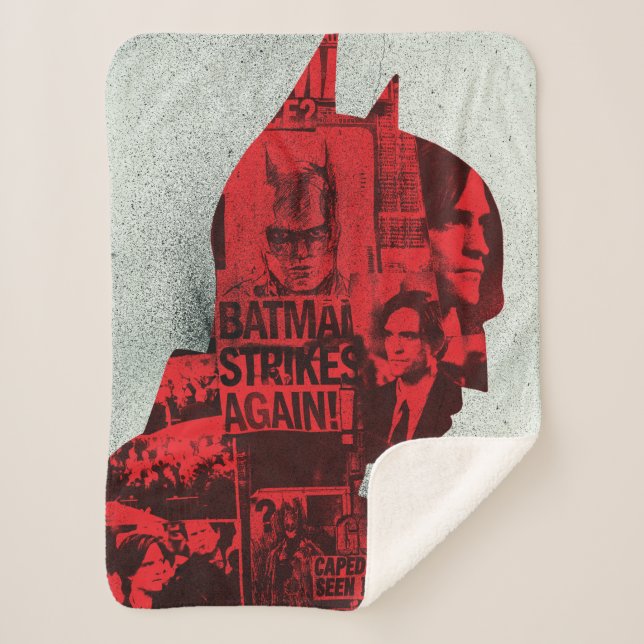 The Batman Newspaper Silhouette Sherpa Blanket (Front)