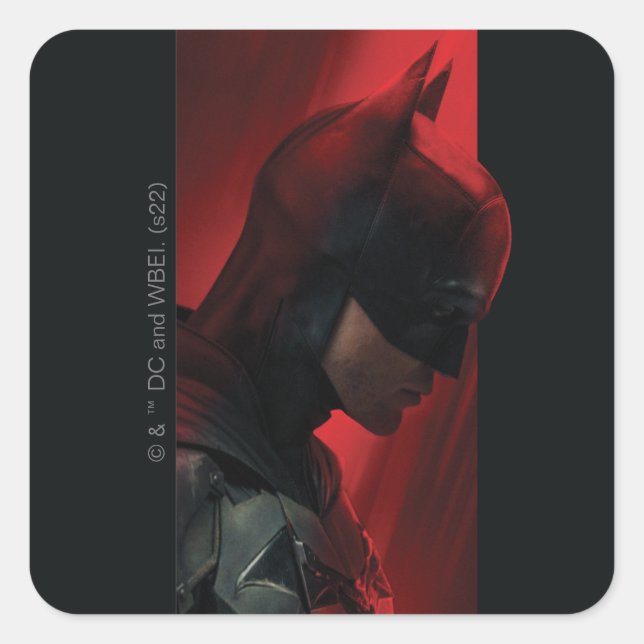 The Batman Red Bar Profile Square Sticker (Front)