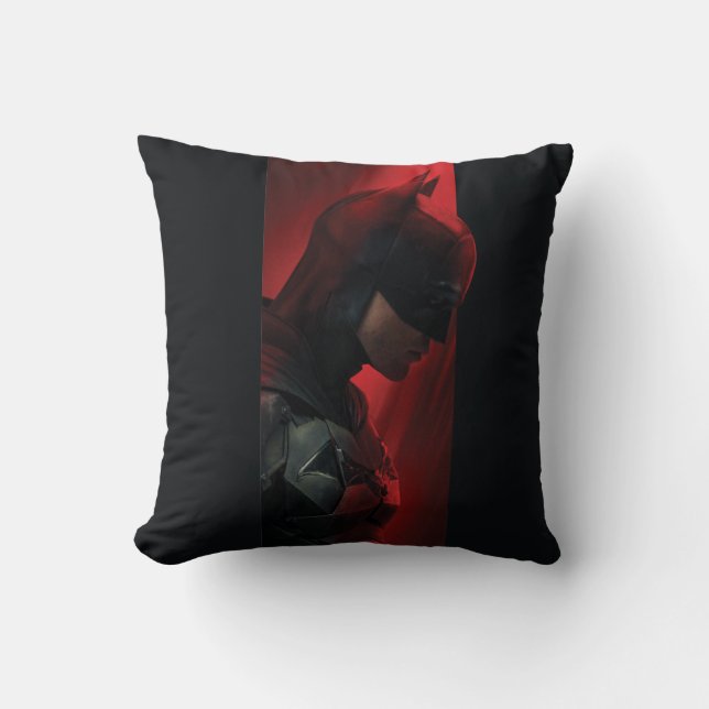 The Batman Red Bar Profile Throw Pillow (Front)