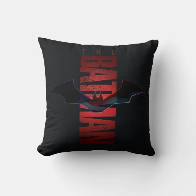 The Batman Vertical Logo Throw Pillow (Front)