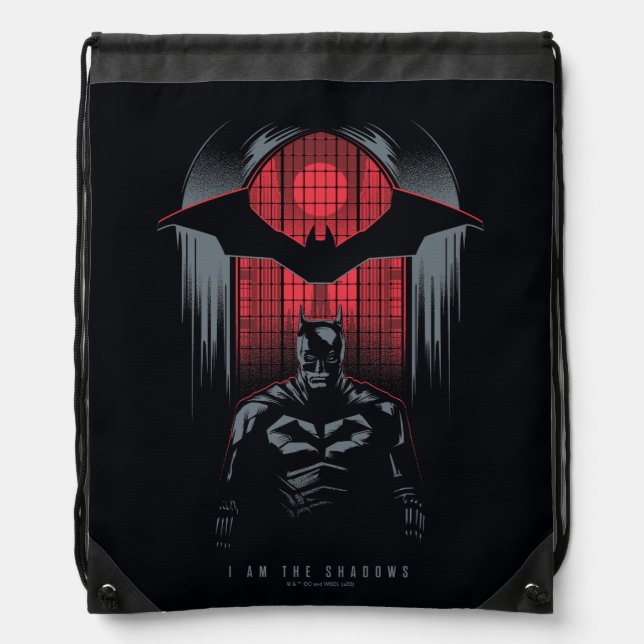 The Batman Window Pane Outline Drawstring Bag (Front)