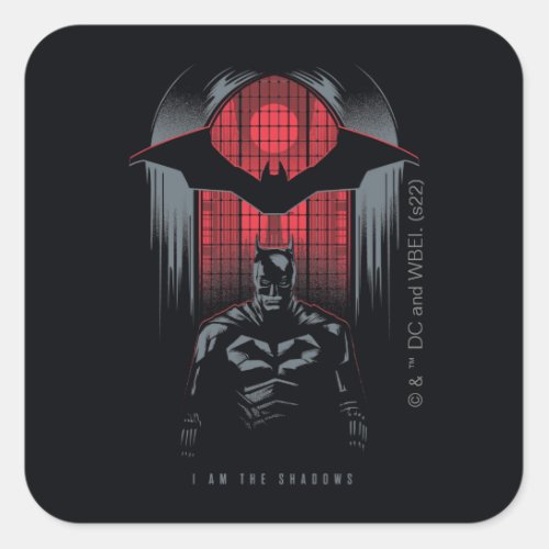 The Batman Window Pane Outline Square Sticker