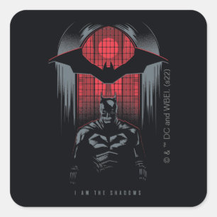 The Batman Window Pane Outline Square Sticker