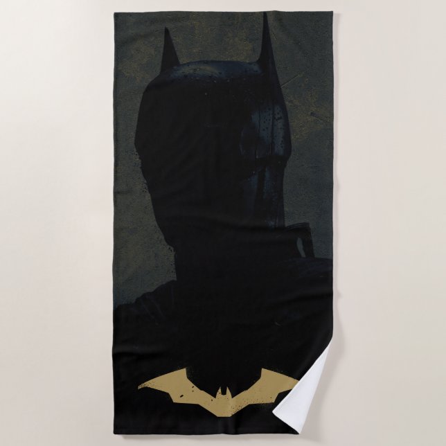 The Batman With Golden Bat Symbol Beach Towel (Front)