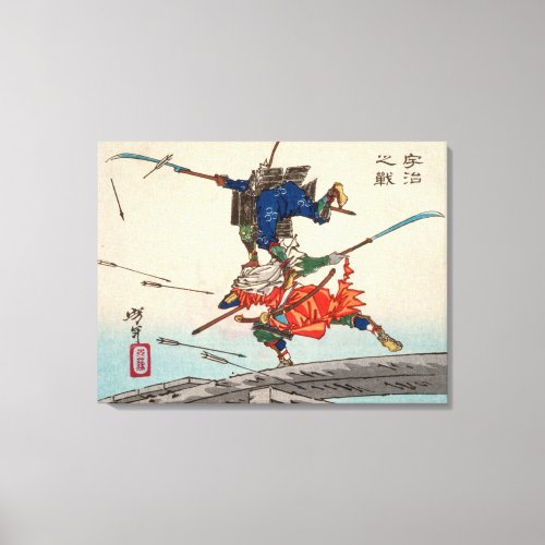 The Battle at Uji Bridge  Tsukioka Yoshitoshi  Canvas Print