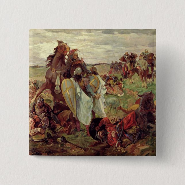 The Battle between Russians and Tatars, 1916 Pinback Button (Front)