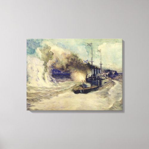 The battle between the Black Sea Fleet and Canvas Print