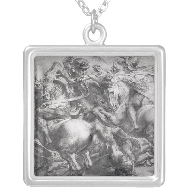 The Battle of Anghiari after Leonardo da Vinci Silver Plated Necklace (Front)
