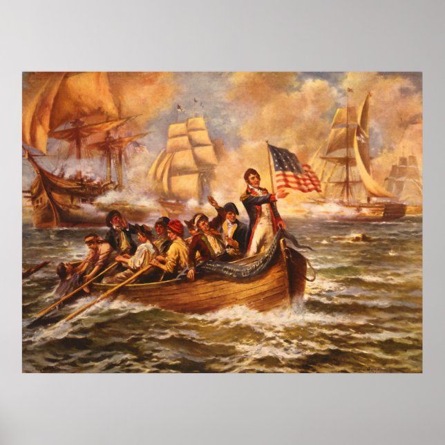 The Battle of Lake Erie by Percy Moran Poster (Front)