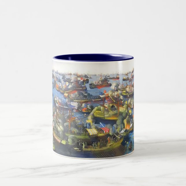 The Battle of Lepanto 1571 Two-Tone Coffee Mug (Center)