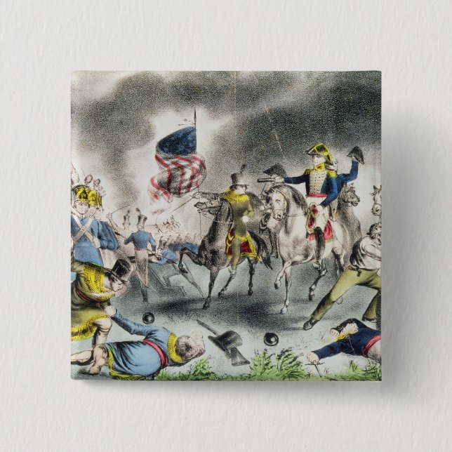 The Battle of New Orleans, pub.Nathaniel Currier Pinback Button (Front)