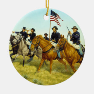 The Battle of Prairie Dog Creek by Ralph Heinz Ceramic Ornament