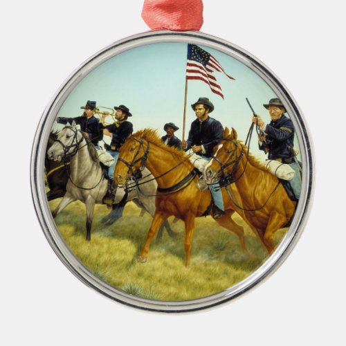 The Battle of Prairie Dog Creek by Ralph Heinz Metal Ornament