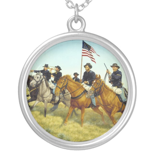 The Battle of Prairie Dog Creek by Ralph Heinz Silver Plated Necklace (Front)