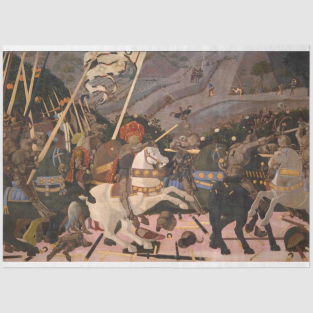 The Battle of San Romano (Medieval War Painting) Tissue Paper (Front)