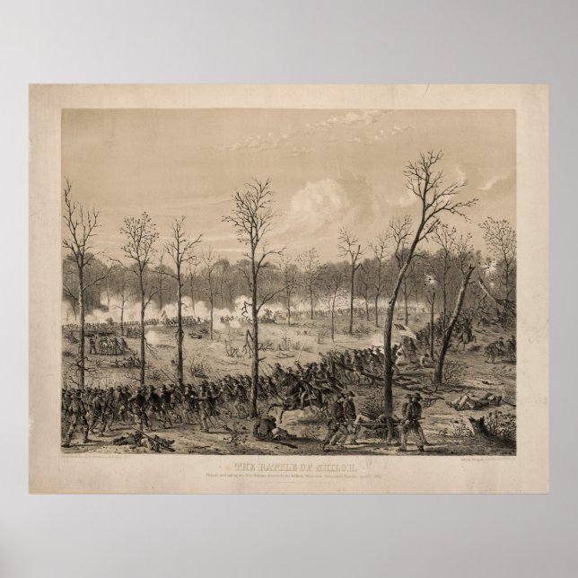 The Battle of Shiloh by Alfred E. Mathews (1862) Poster (Front)