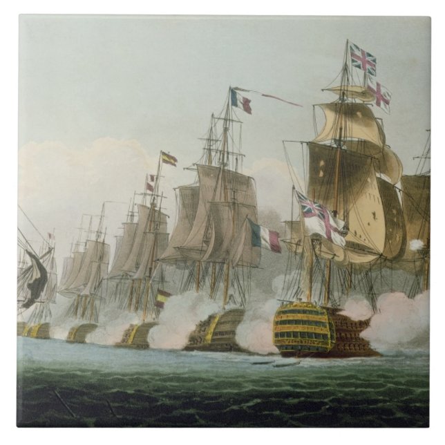The Battle of Trafalgar, 21st October 1805, engrav Ceramic Tile (Front)