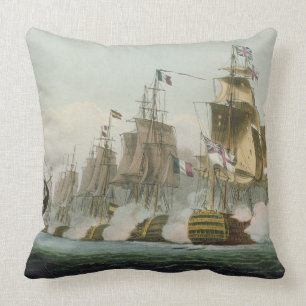 The Battle of Trafalgar, 21st October 1805, engrav Throw Pillow