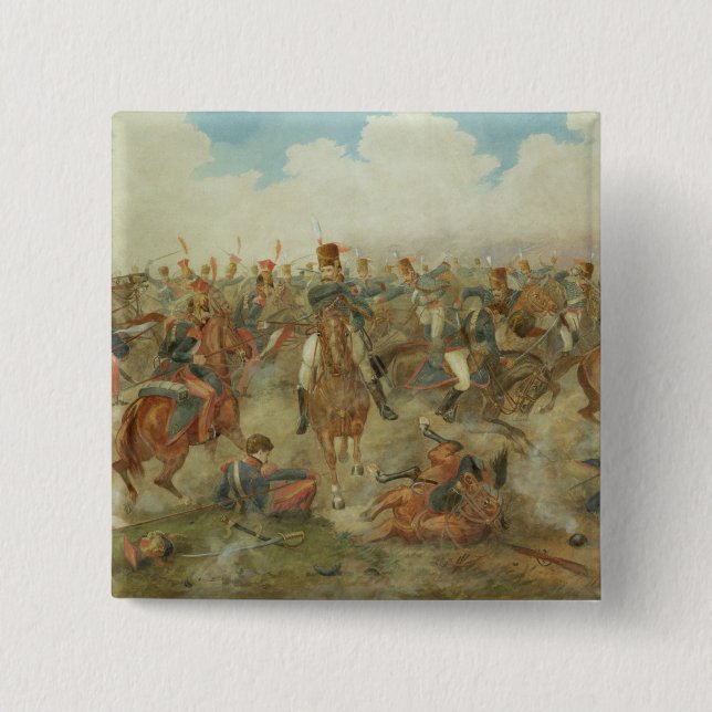 The Battle of Waterloo, June 18th 1815 (w/c on pap Button (Front)