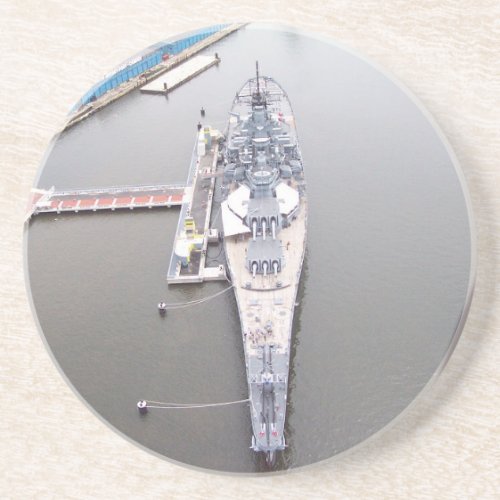 The battleship New Jersey from above  Beverage Coa Coaster