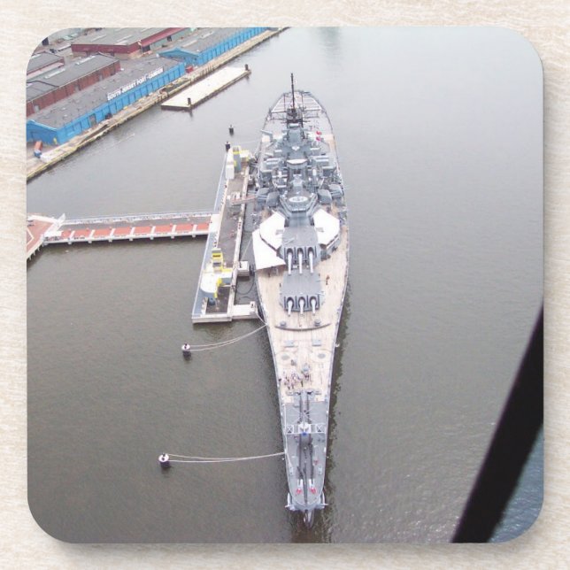 The battleship New Jersey from above   Beverage Coaster (Front)