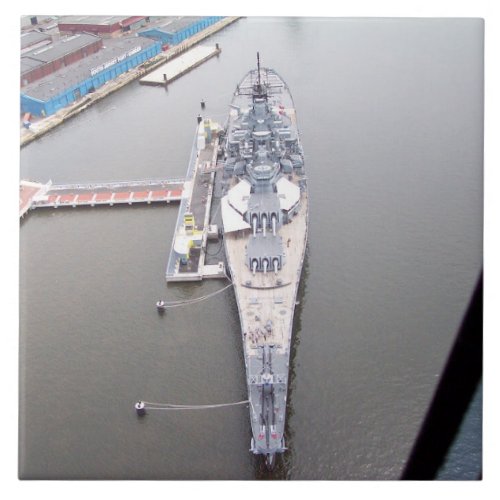 The battleship New Jersey from above   Ceramic Tile