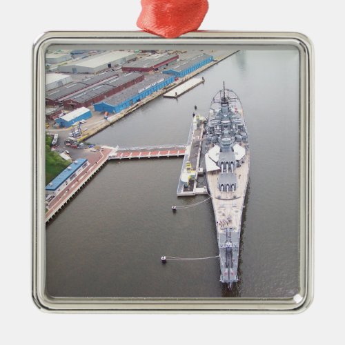 The battleship New Jersey from above Metal Ornament
