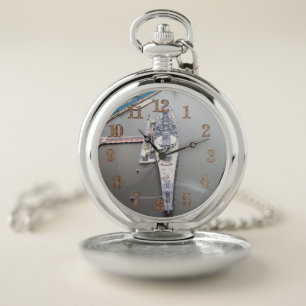 The battleship New Jersey from above Pocket Watc Pocket Watch