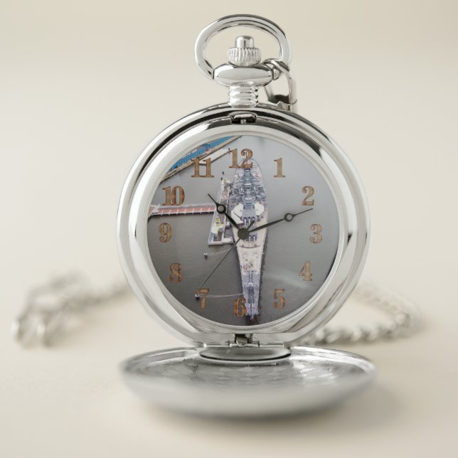 The battleship New Jersey from above   Pocket Watc Pocket Watch (Inside)