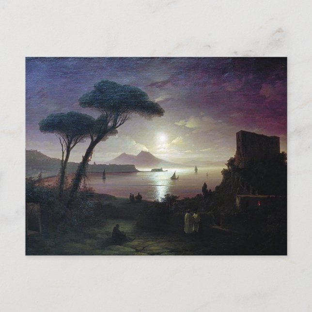 The Bay of Naples in the evening, in the moonlight Postcard (Front)