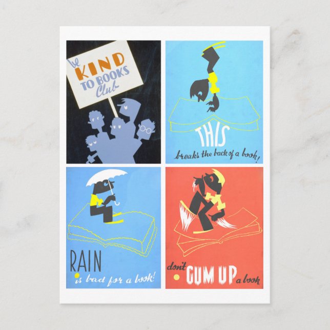 The "Be Kind to Books Club" Poster Series Postcard (Front)