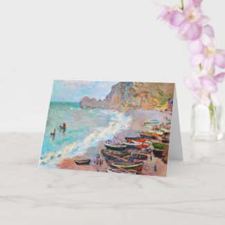 The Beach at Etretat Claude Monet coast sea art Card