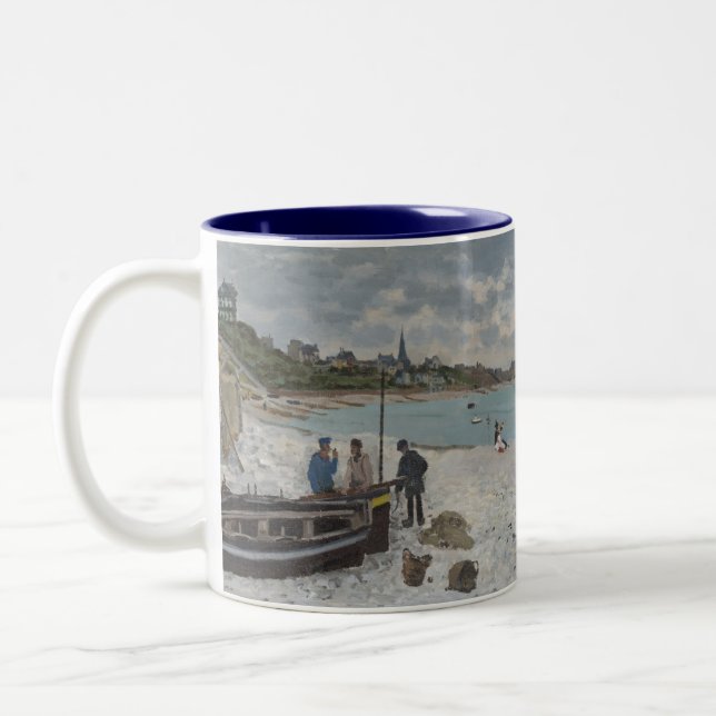 The Beach at Sainte-Adresse – Claude Monet Two-Tone Coffee Mug (Left)